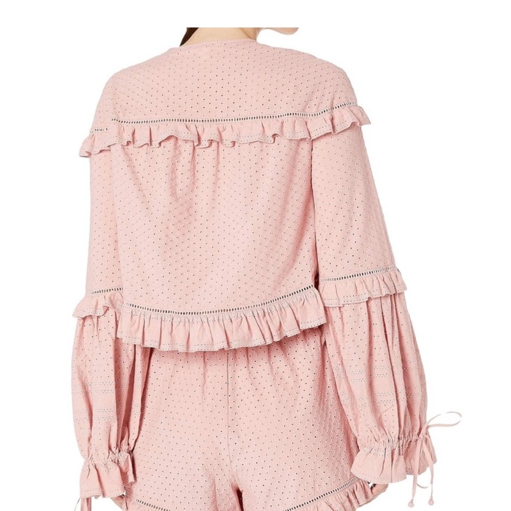 Jonathan Simkhai Embroidered Ruffle Top Pink Small - Picture 4 of 7